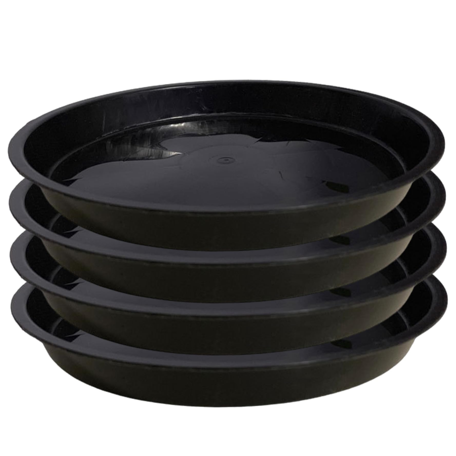 Soucoupe pour plantes 40 cm NIDONE lot de 4 plateaux d'égouttement ronds noirs