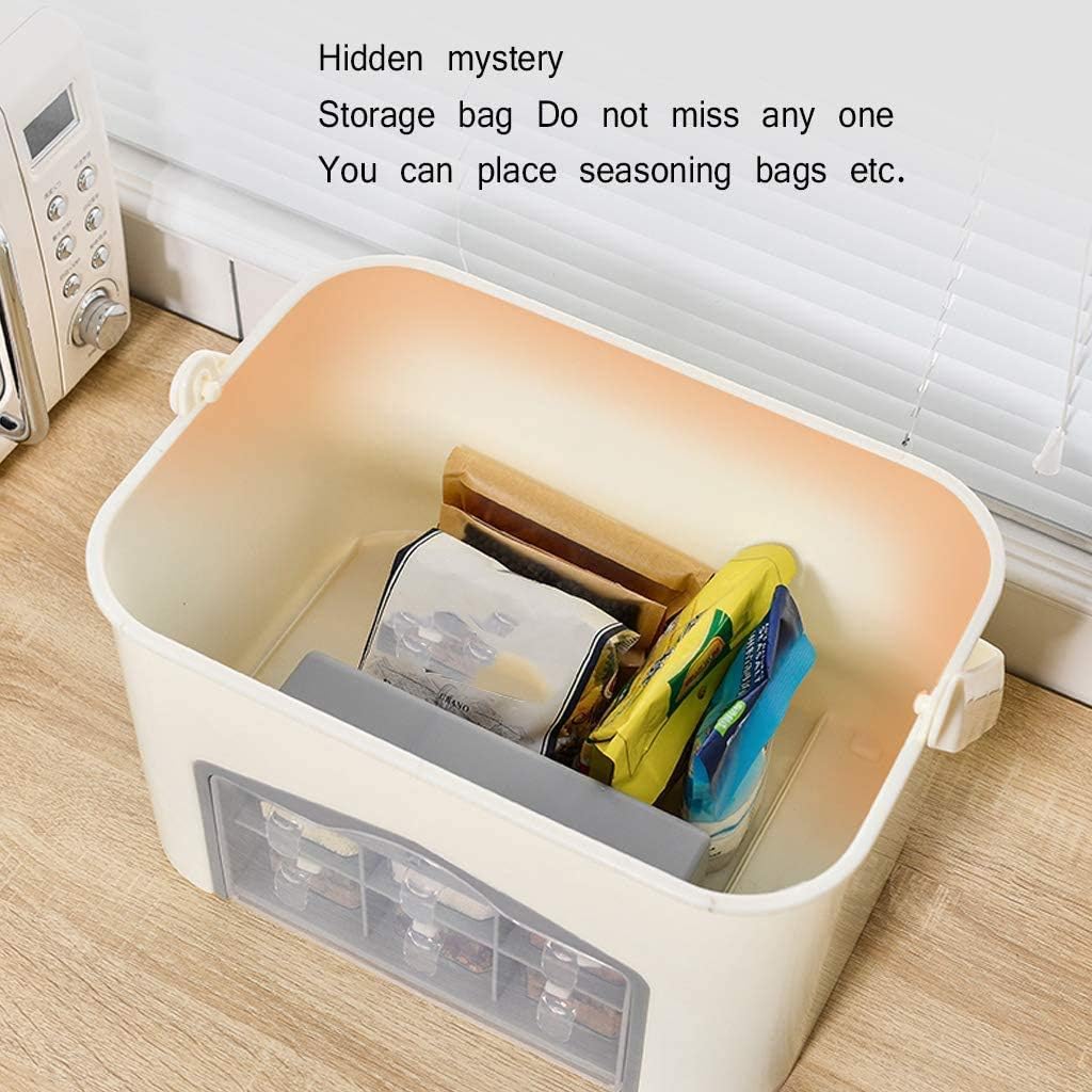Seasoning Container Kitchen Shelf Seasoning Rack Spice Box Storage Container Condiment Jar Kitchen Home Tool Seasoning Storage Box (Color : Blue) (White)