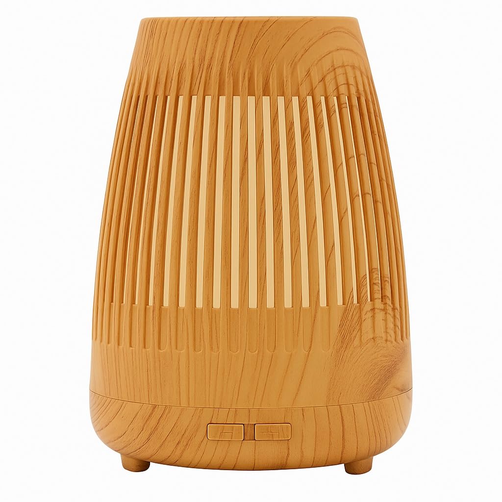 Ultradźwiękowy dyfuzor zapachowy Cool Mist, 100 ml, dyfuzor olejków eterycznych ze światłami LED, cicha praca, automatyczne wyłączanie, drewniany i biały design, do domu lub biura