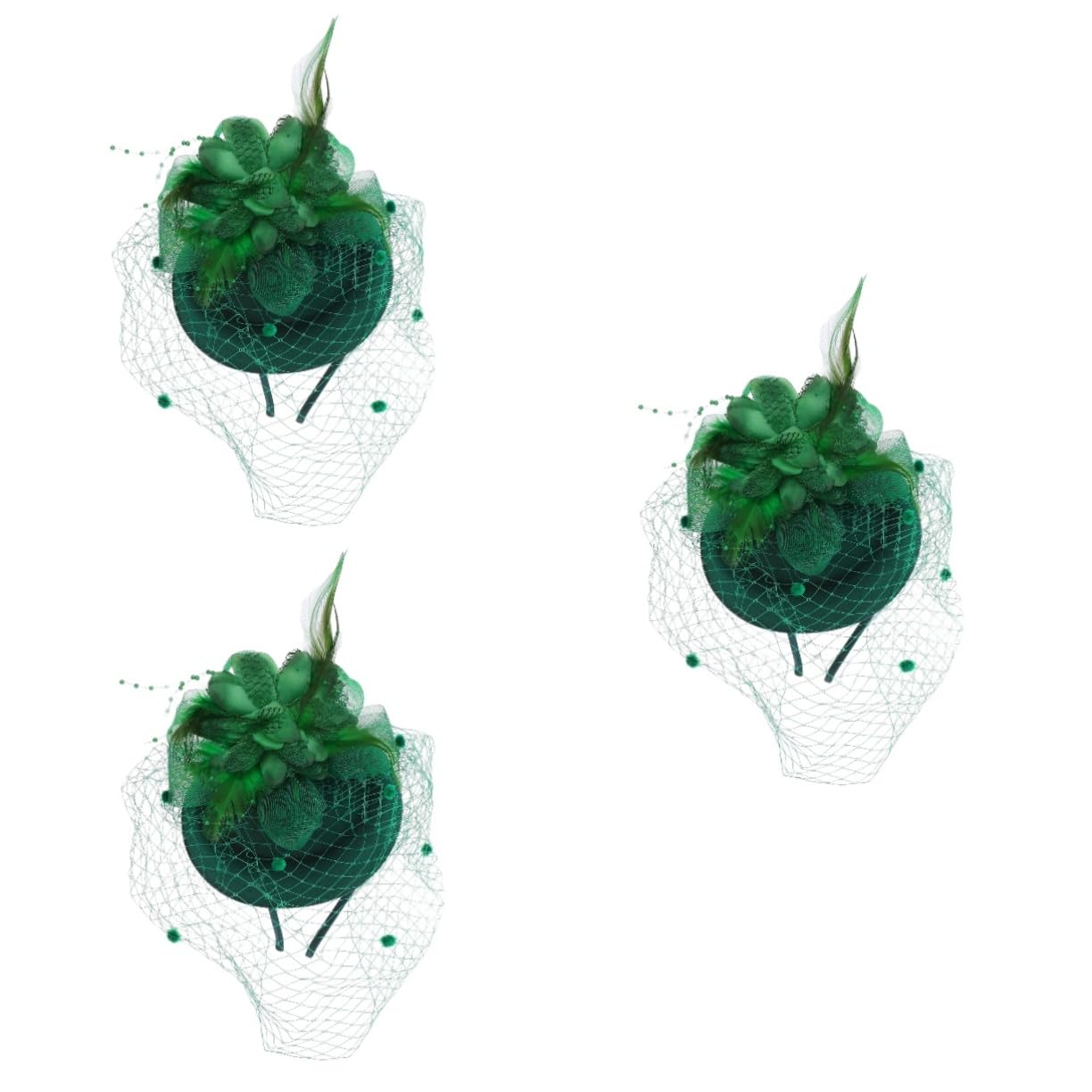 FRCOLOR 3 Pz Fiore a testa di maglia cappelli da per matrimoni fascinatore verde scuro Fascinator capello affascinatore del tea party fascia per rete con fascinator