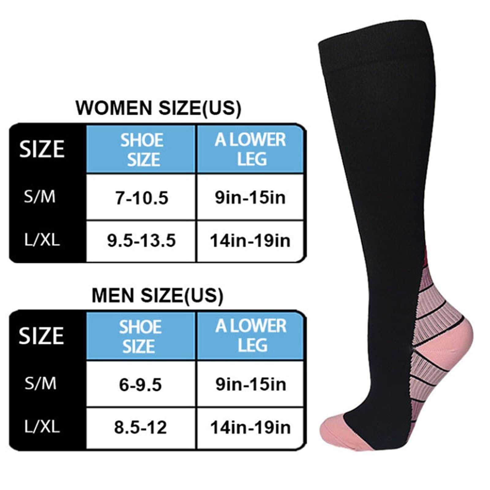 Sport Compression Socks Calze Uomo Donna Atheltic Fitness Sock for Marathon in Esecuzione Cycling Football