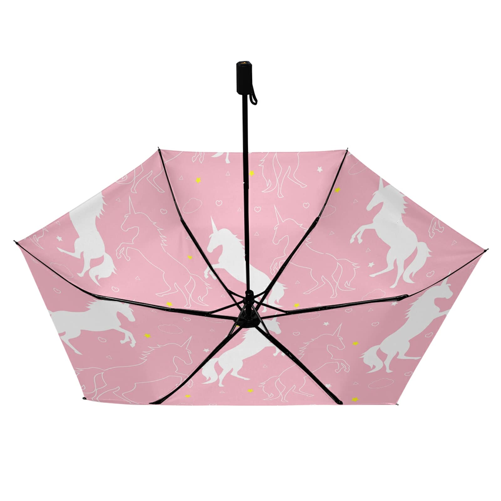 Parapluie pliable résistant licorne rose aux finitions durables - 8