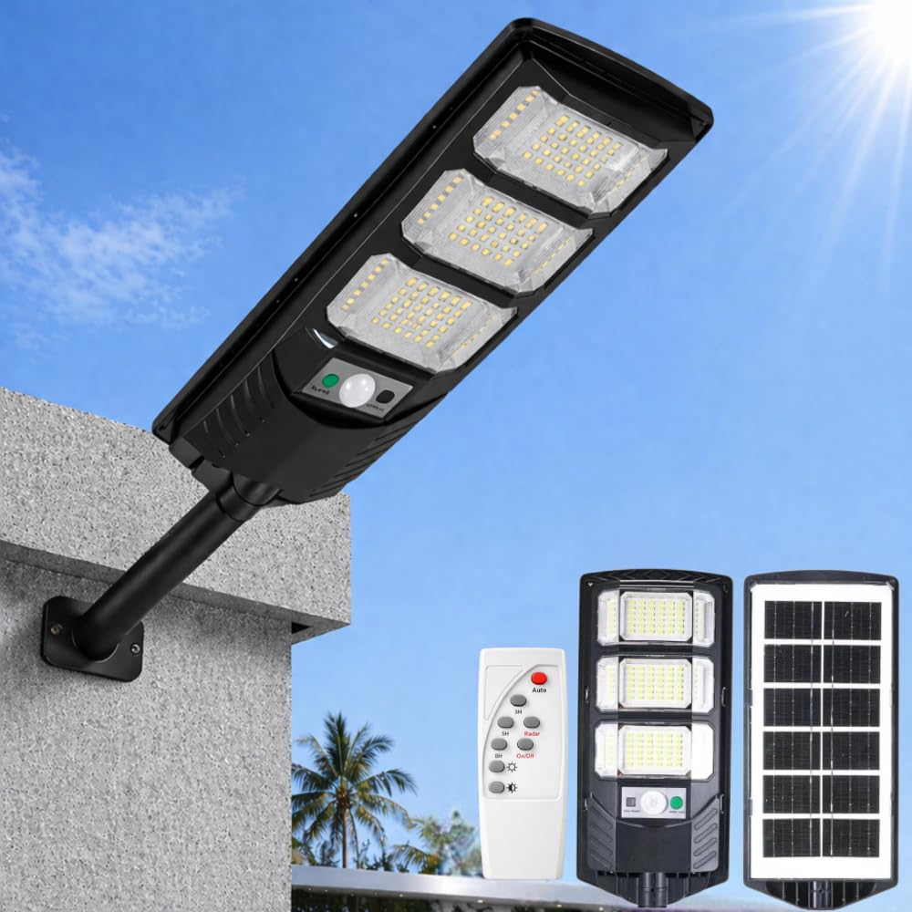 XERGY 100W Solar LED Street Light with Remote – 144 LEDs, Motion Sensor, Dusk to Dawn Sensor, IP67 Waterproof, 4.5W Solar Panel, 3000mAh Battery – Outdoor Lighting for Garden, Yard, Driveway, Garage-image-24