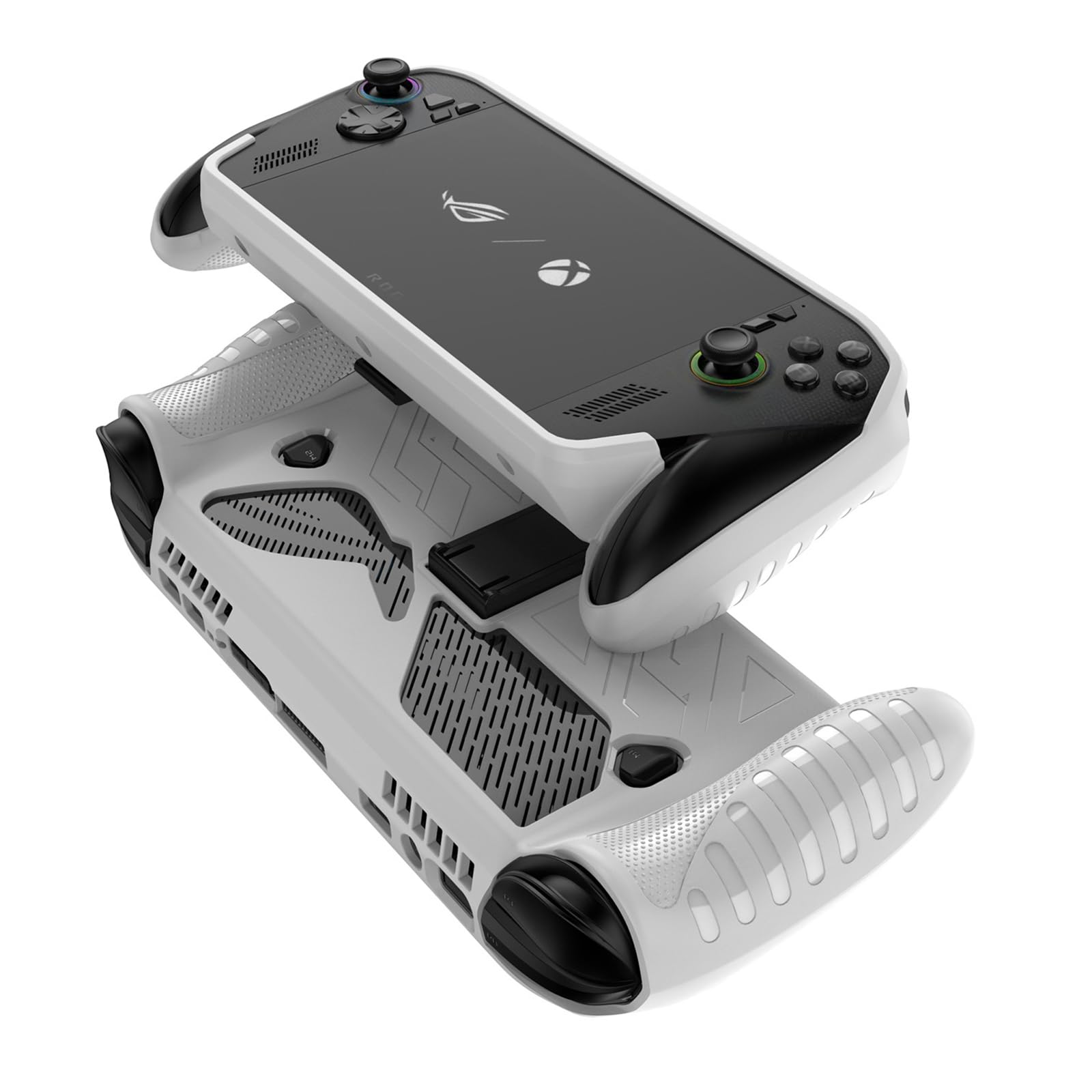 Etui Ochronne do ROG Xbox Ally X Konsoli do Gier,TPU Miękki Torba Pokrowiec Etui Powłoki Akcesoria z Grip i Podpórką do ROG Xbox Ally Gaming Handheld Console,Biały