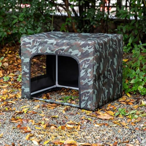 野良猫・犬用 ペットハウス 猫用ベッド 猫用ベッド 屋外防水 保温防寒 防水 防風 冬の防寒 ファッション 屋外小屋 通気性 耐摩耗性 猫用シェルター 冬季専用 (迷彩柄)
