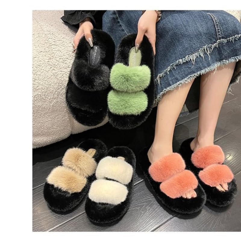 Women's Autumn/Winter Artificial Fur Slippers - Slip-On Home & Outdoor Warm Cozy Flat Shoes2