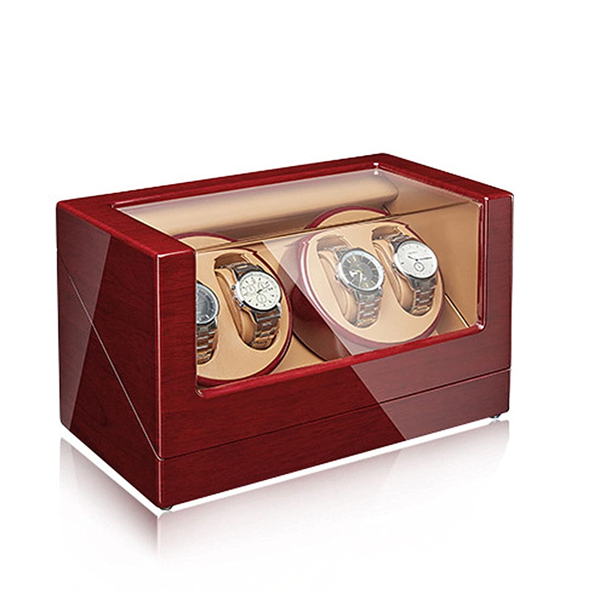 QUSYZD Watch Boxes Watch Winder, 4 Watch Winders Box for Automatic Watches with Extremely Quiet Motor, Adjustable Watch Pads,E-A