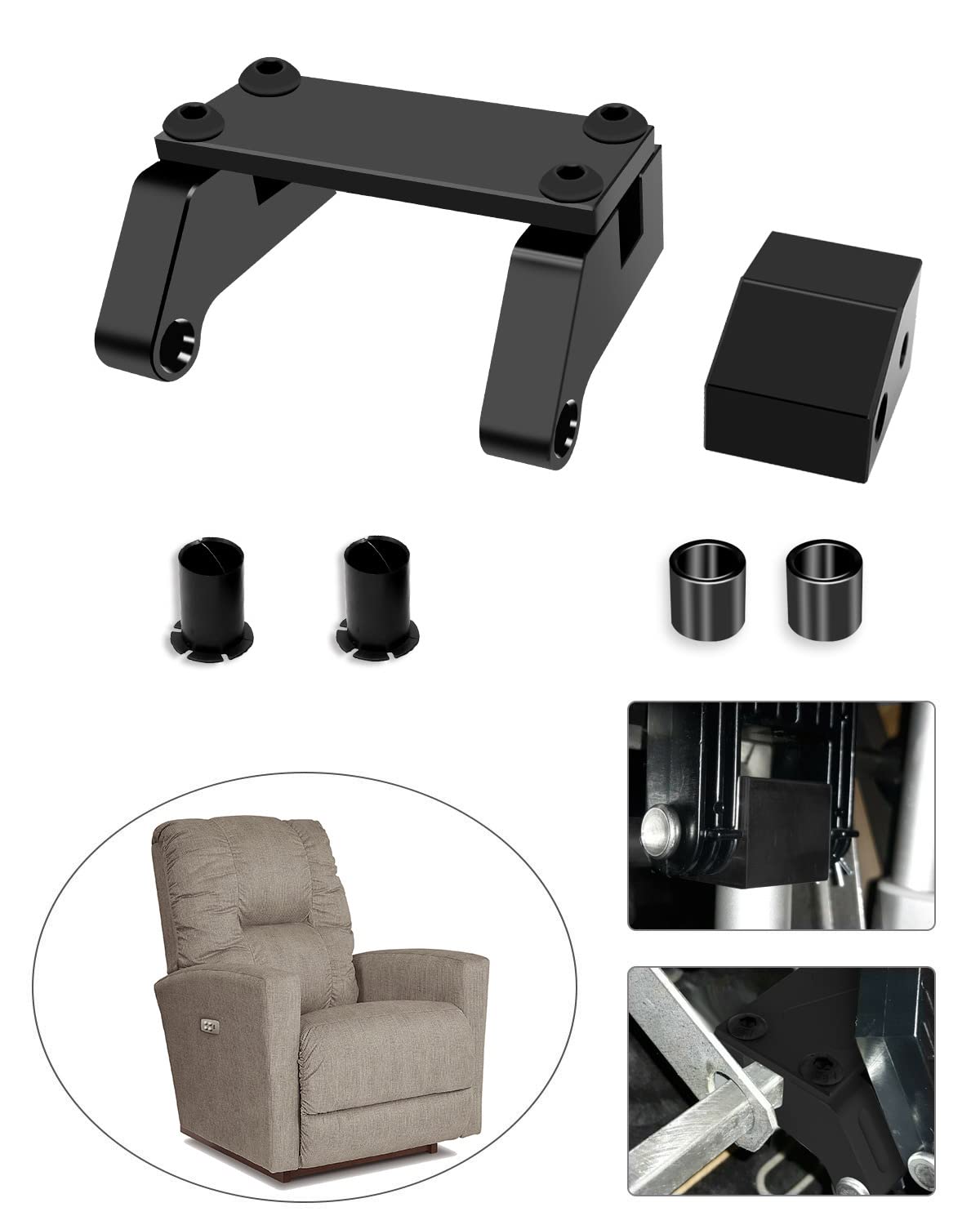 Montura de palanca y horquilla de metal para silla reclinable La-Z-Boy LazyBoy Power Recliners, piezas de repuesto mejoradas, color negro 6