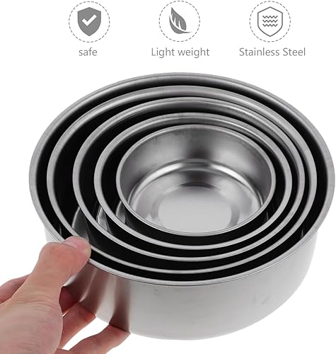 Miniatura 6 de 5 cajas de preservación de acero inoxidable con tapas, cuencos redondos de sellado para almacenamiento de alimentos para frutas, verduras y