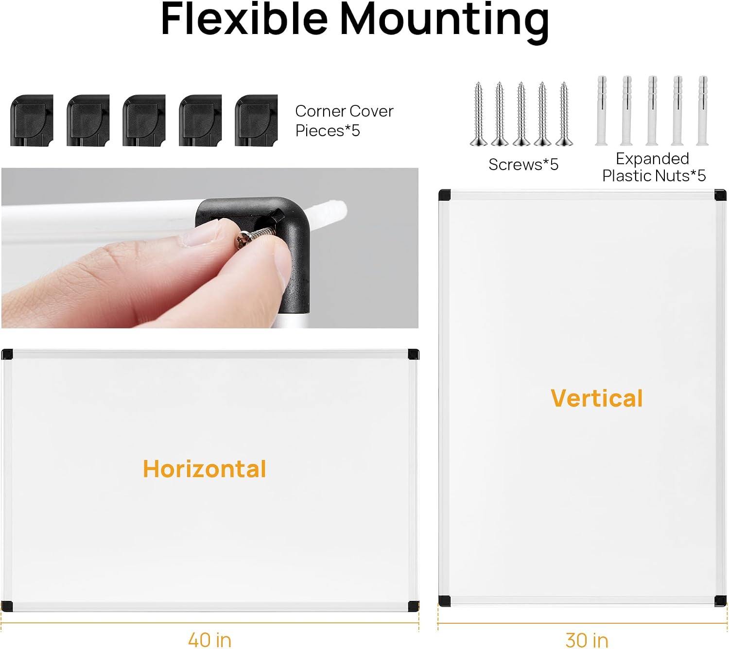 Magnetic White Board, Dry Erase Boards, 40 X 30 Inch Large Whiteboard for Office, Home, Classroom, Including 1 Eraser, 2 Multi Color Markers & 4 Magnets