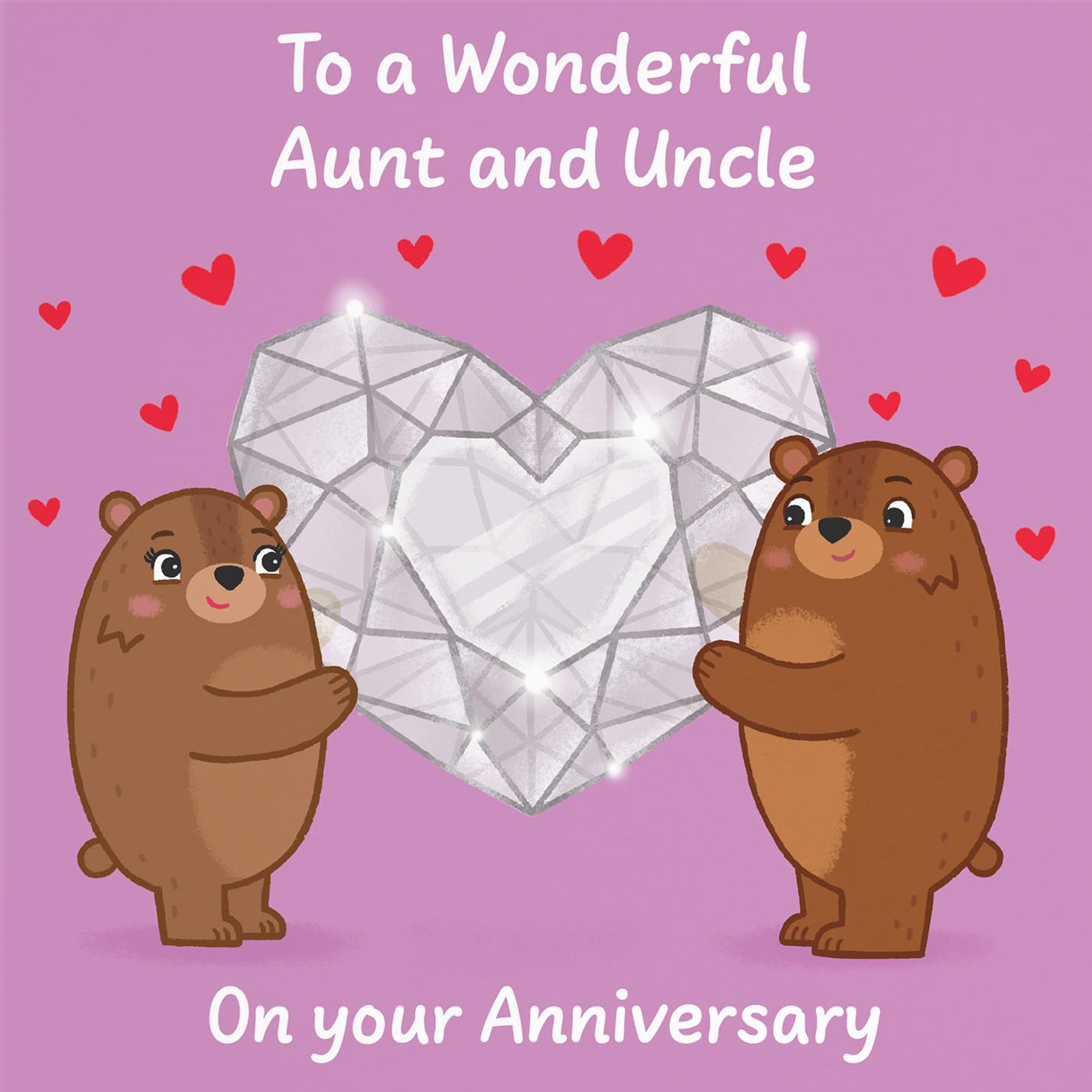 Hunts England - Cute Sparkling Love Aunt And Uncle Anniversary Card - Fun Bears Anniversary Card - Love Story Collection - Image 2