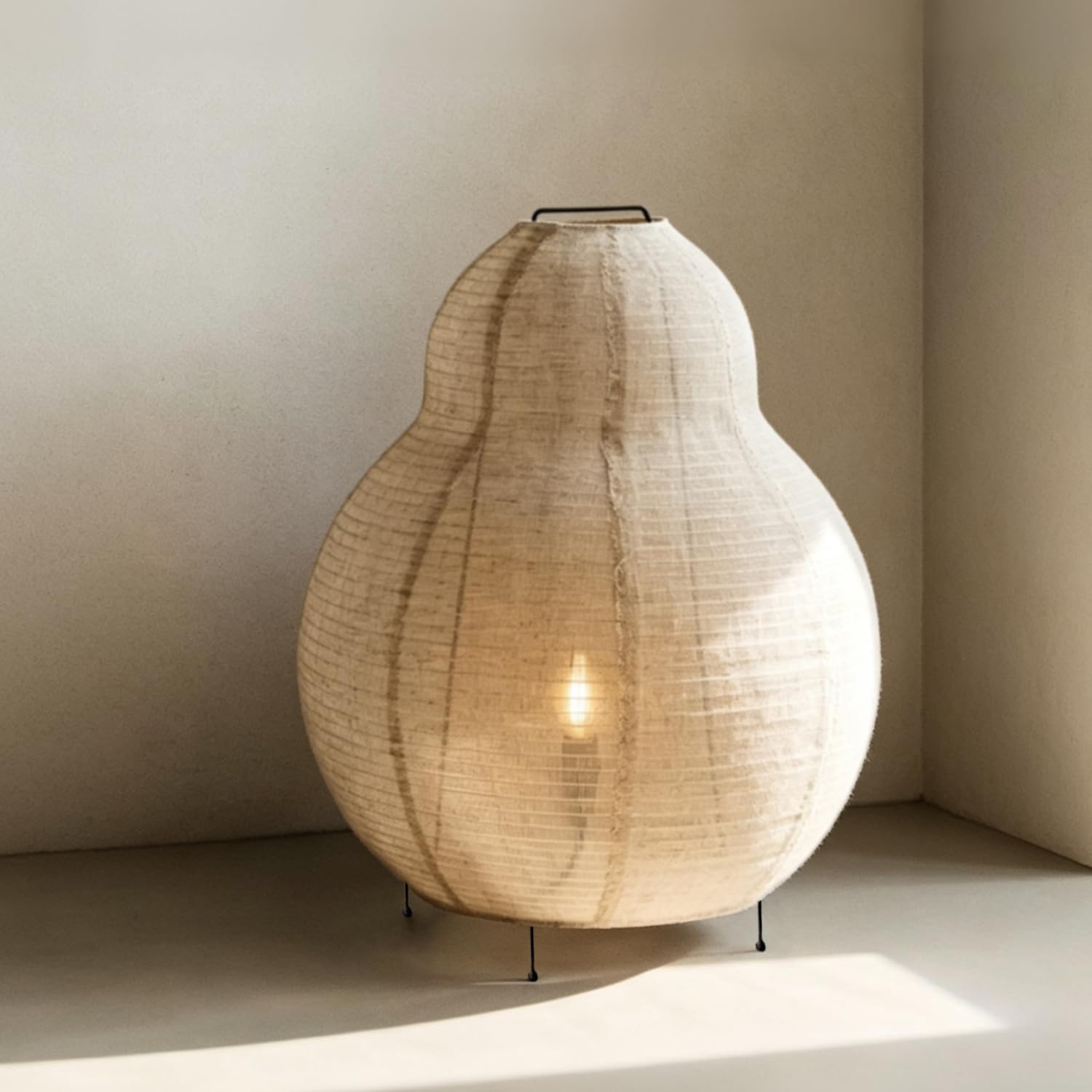 METHEDEECO Leinen Stehlampe mit Stecker, Natur, 57 cm