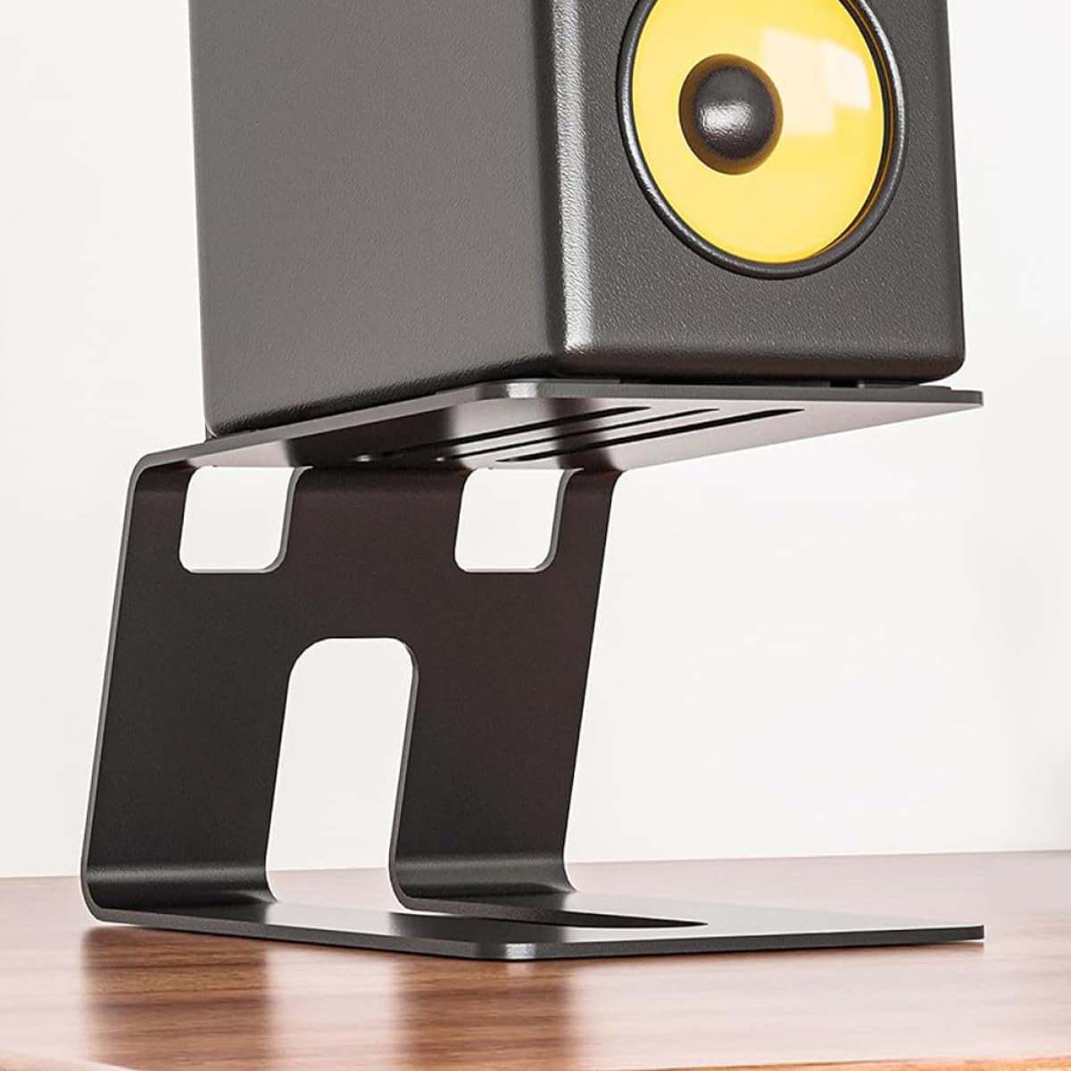 Veemoon Soporte Metálico para Altavoz de Escritorio Elevador Profesional Antivibración Diseño Artístico Calado Soporte para Altavoz Portátil Compatible Adecuado para Mejorar Sonido en