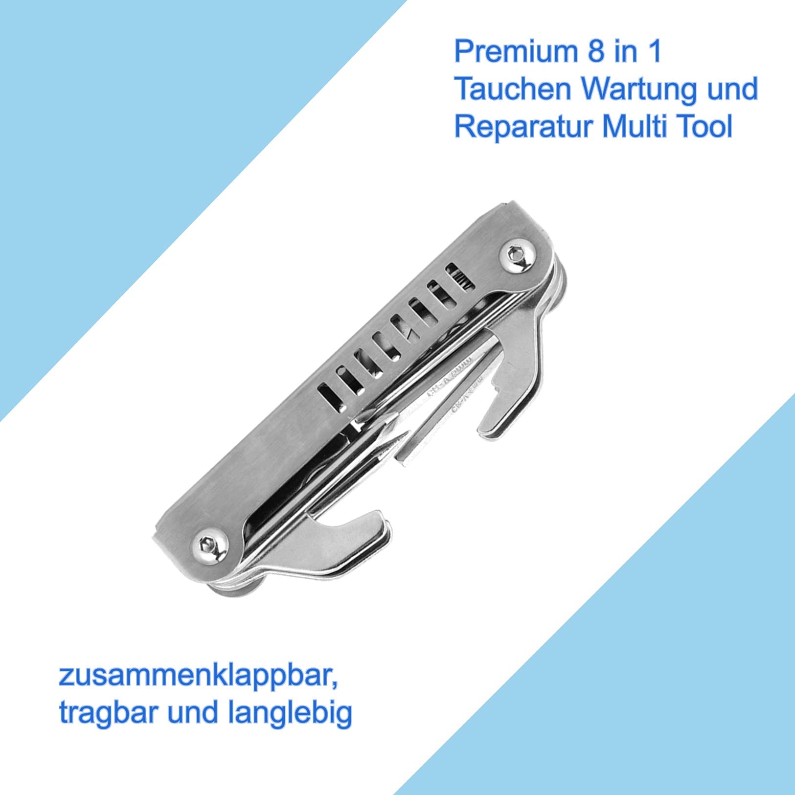 Kit d'outils de plongée sous-marine, 8 en 1, outil multifonction de réparation de valve de pioche de plongée, clé Allen pliable portable, pour réparation Kit d'outils de plongée sous-marine, 8 en 1, outil multifonction de réparation de valve de pioche de plongée, clé Allen pliable portable, pour réparation