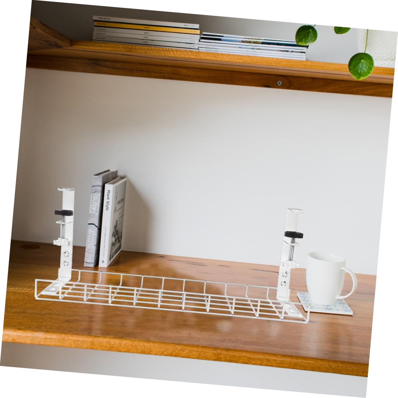 Range-câbles sous Bureau en Acier Blanc, Ajustable, Compact
