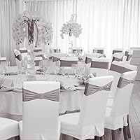 Vista 136 de MDS - Paquete de 50 bandas elásticas de elastano para silla, lazos elásticos para sillas con hebilla deslizante, ajuste universal para bodas, Acción
