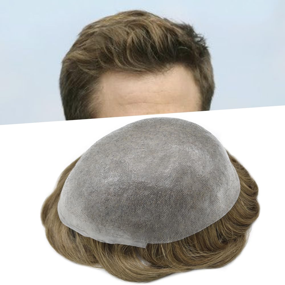 Hair Toupee For Men Full Poly Skin Mens Toupee Human Hair Replacement System For Men Hair Piece 0.08mm Protesis Capilar Para Hombre V-loop 8×10 Light medium density #18 MEDIUM BLONDE Hair Toupee For Men Full Poly Skin Mens Toupee Human Hair Replacement System For Men Hair Piece 0.08mm Protesis Capilar Para Hombre V-loop 8×10 Light medium density #18 MEDIUM BLONDE