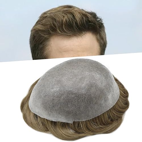 Miniatura 227 de Ultra Thin Skin Mens Toupee Real Human Hair Replacement System Toupee For Men Hair Pieces 8x10Inch Hair Pieces For Men Hair Prosthesis V-Loop 90%