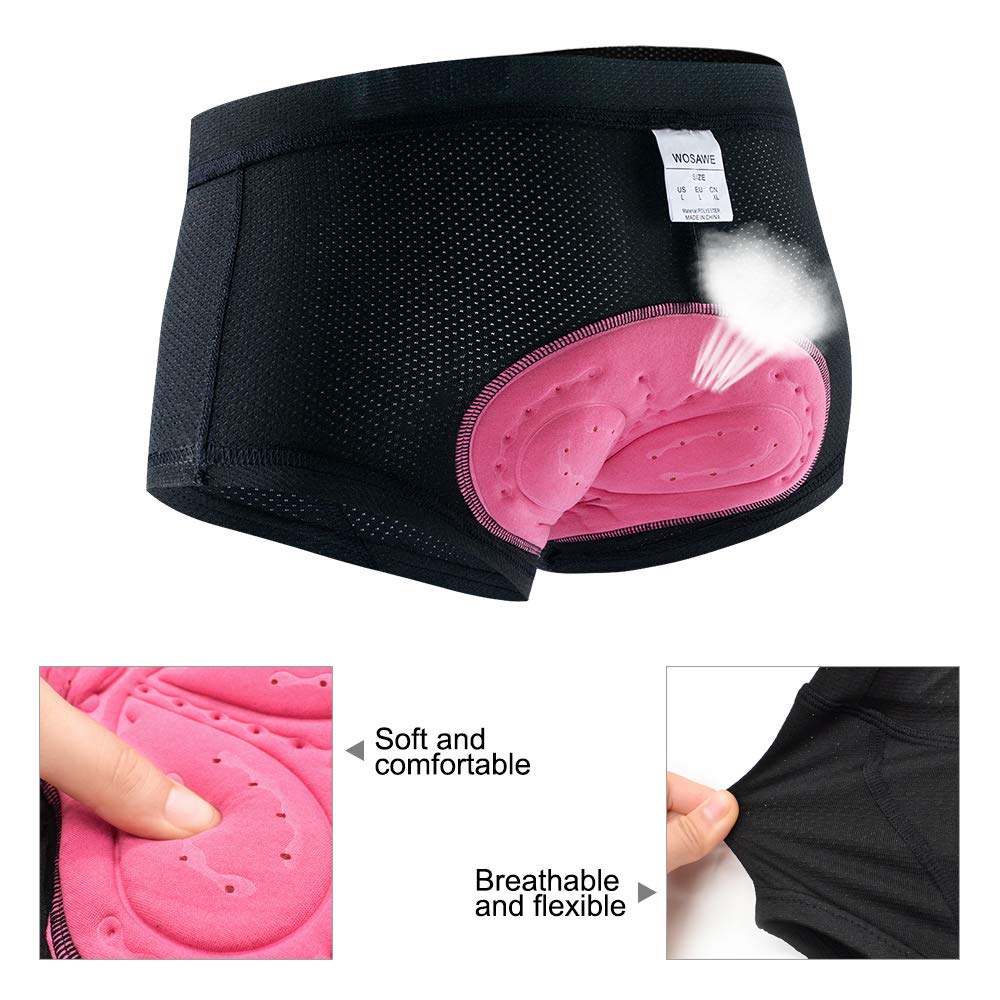 WOSAWE Donne Ciclismo Biancheria Intima Pantaloncini 3D Gel Imbottito Cuscino Mutanda Bicicletta Slip Traspiranti