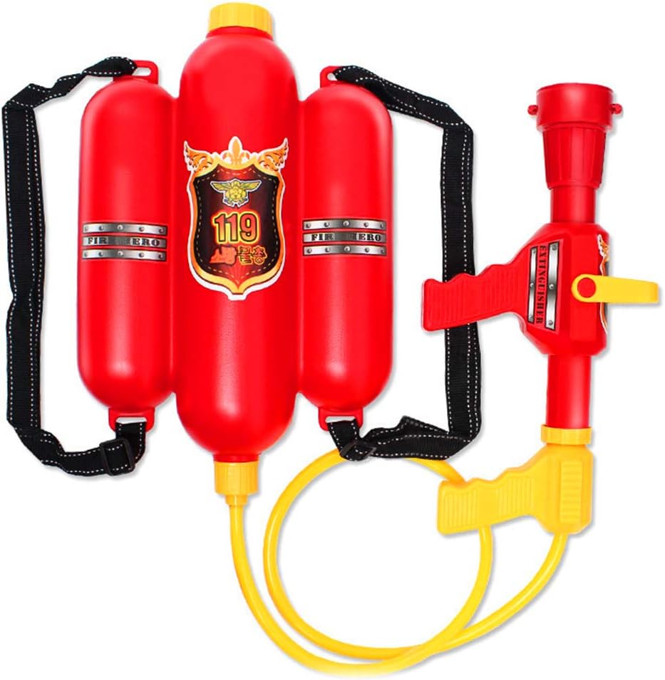 SHUO Fireman Backpack Water Gun Beach Toy and Cosplay Fire Fighter