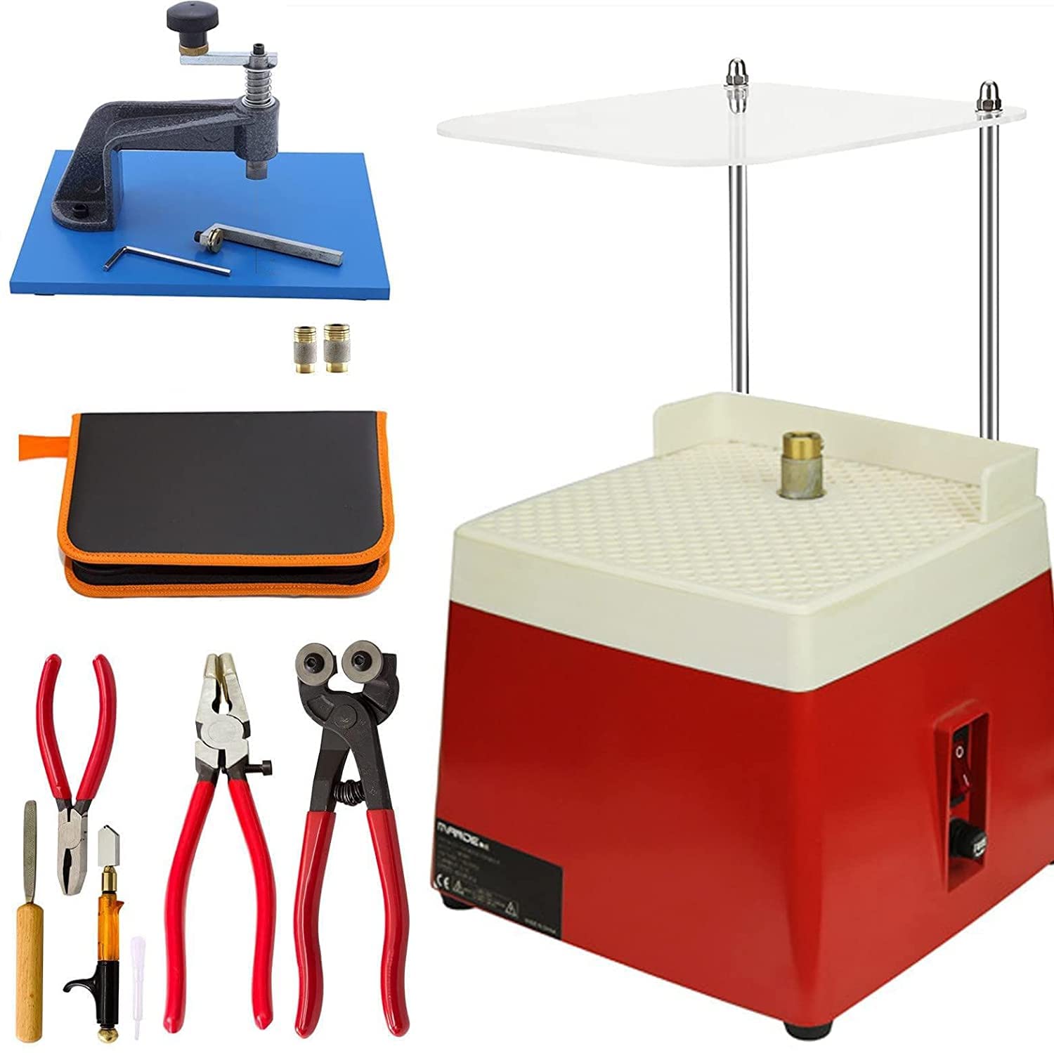 Mini smerigliatrice portatile per vetro, smerigliatrice Power Colour, strumento professionale per il taglio di vetrate, per tessere di mosaico e kit di strumenti di avvio per vetrate, con punte per