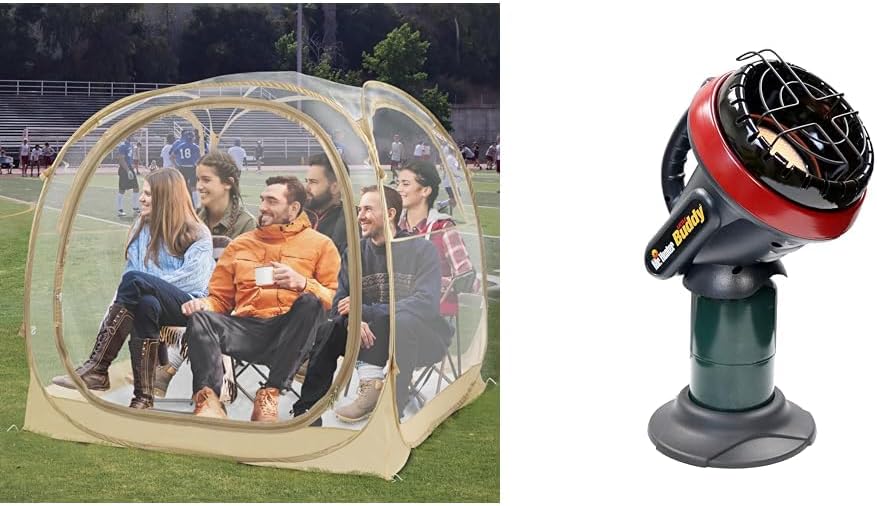 Eighteentek All Weather Sports Tent and Mr Heater Little Buddy Propane Heater 3800 BTU Indoor Safe Portable