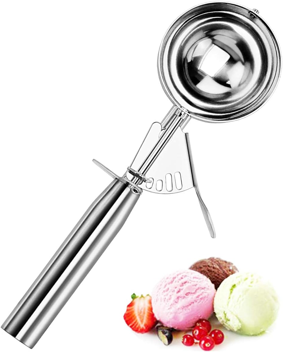Cookie Scoop, Large Ice Cream Scoop with Trigger, Scoop Ice Cream Muffin  Scoop Ice Cream Scooper, 18/8 Stainless Steel Melon Meat Baller Potato  Masher ...