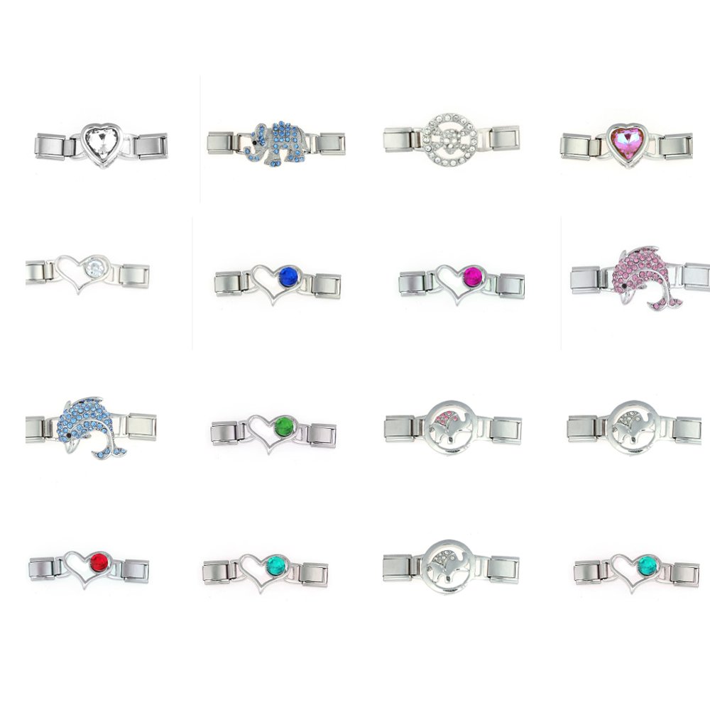 Akki Italian Charms pasuje do bransoletek z elementami klasycznego, srebrnego, włoskiego złota, ze stali nierdzewnej, lewy, kultowy model, bransoletka bazowa 9 mm/18 ogniw matowych, błyszczących,