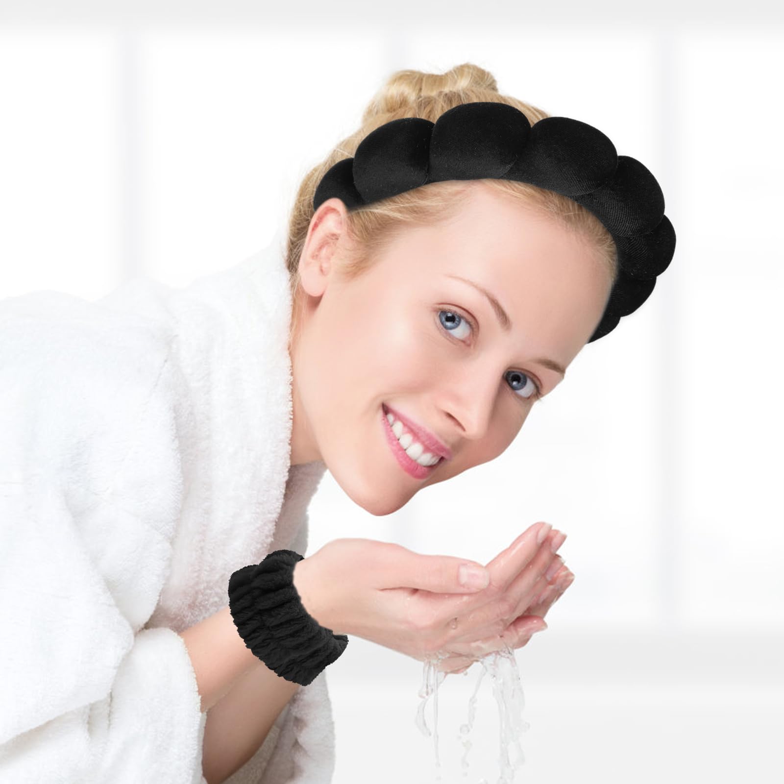 Spa Hoofdband voor het Wassen Gezicht Polsband Set Spons Make-up Spa Hoofdband voor het Wassen Gezicht Polsband Set Spons Make-up