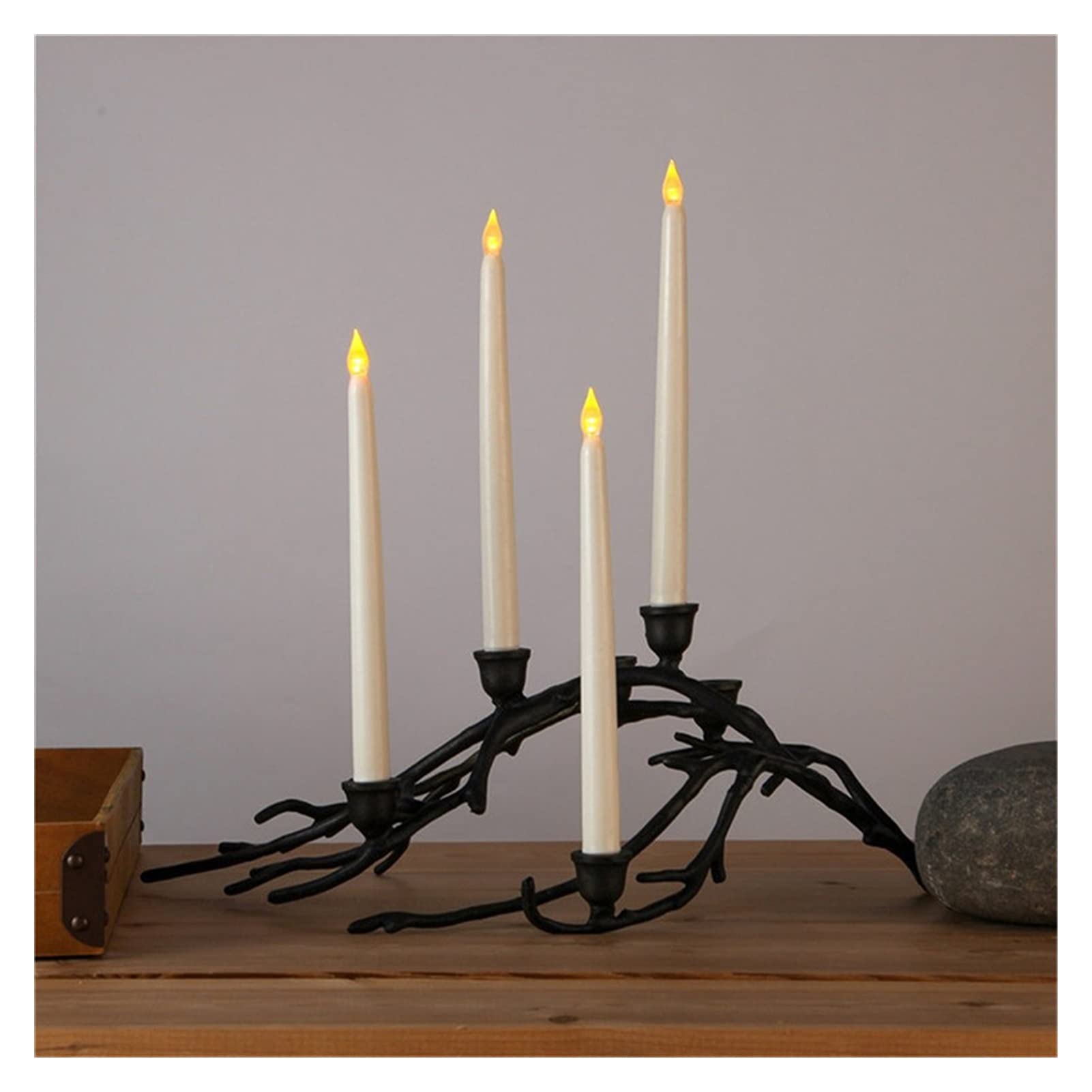 LACGO 6 candele coniche a LED senza fiamma, 18 cm, colore avorio, elettriche, tremolanti, a batteria, con telecomando, per casa, matrimonio, Ringraziamento, decorazioni natalizie, uso esterno/interno