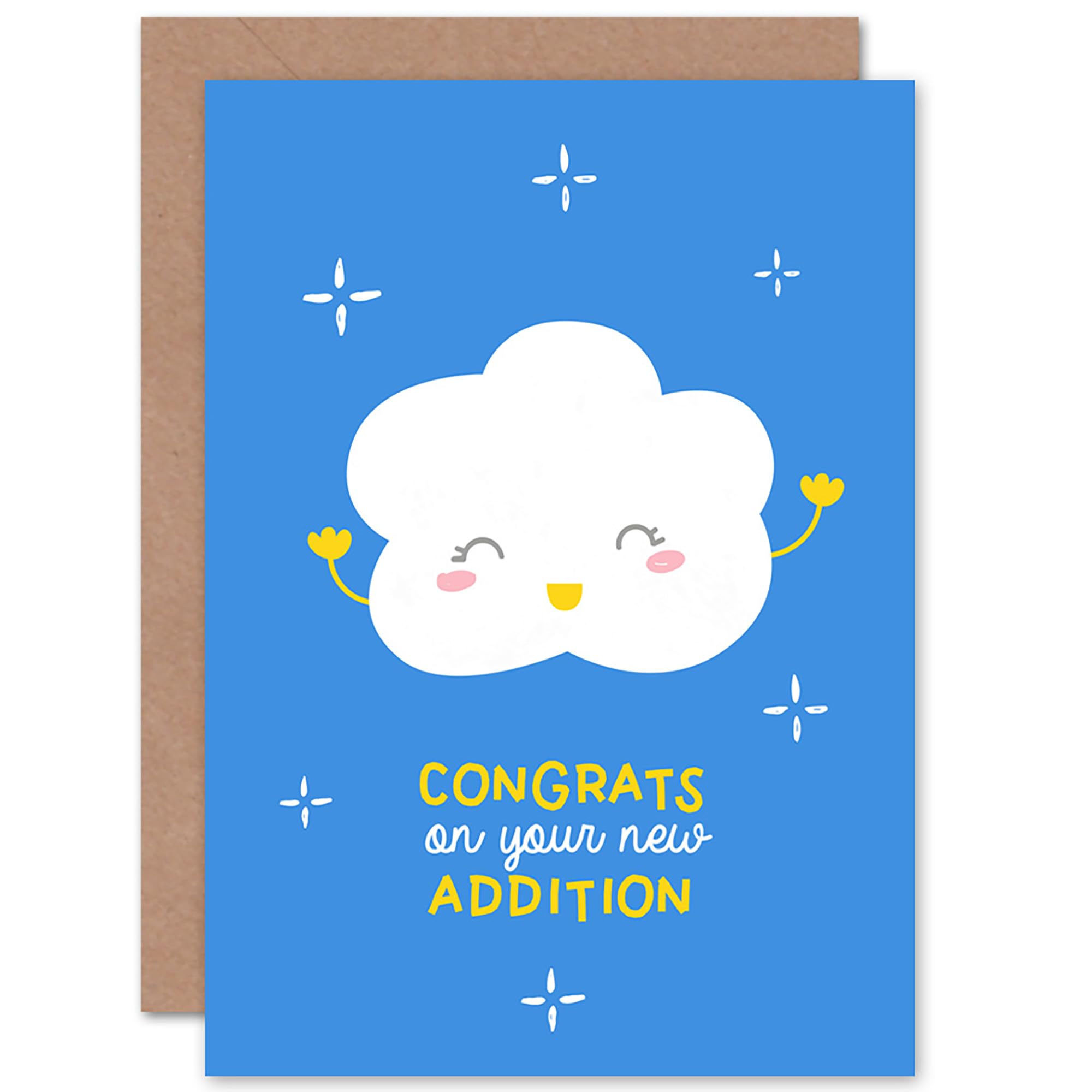 Wee Blue Coo New Baby Cloud Congratulations Sealed Greeting Card Plus Envelope Blank inside