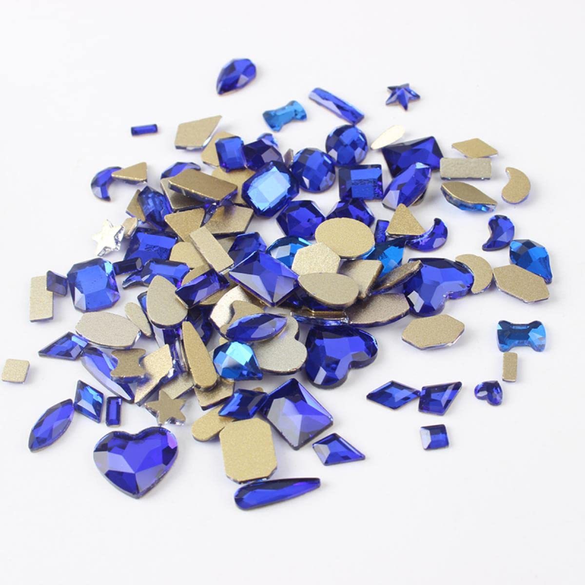 Mix Shape 100Pcs Sapphire Flat back Strass 3D Crystal Nail art Pietre per unghie fai da te Decorazione artistica-Zaffiro 36Grid box, 100Pcs