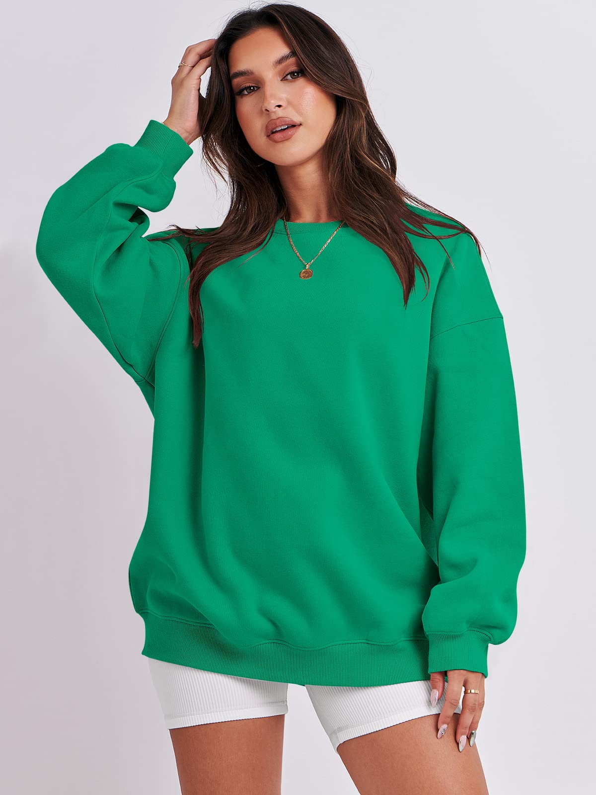 Damskie bluzy oversize bluzy z kapturem polar okrągły dekolt sweter top codzienne jesienne stroje preppy ubrania nastolatki 2024 A1019 światło