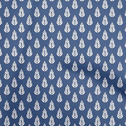 oneOone Cotton Cambric Medium Blue Fabric Asian Block DIY Clothing Quilting Fabric Print Fabric By Yard 42 Inch Wide-5848