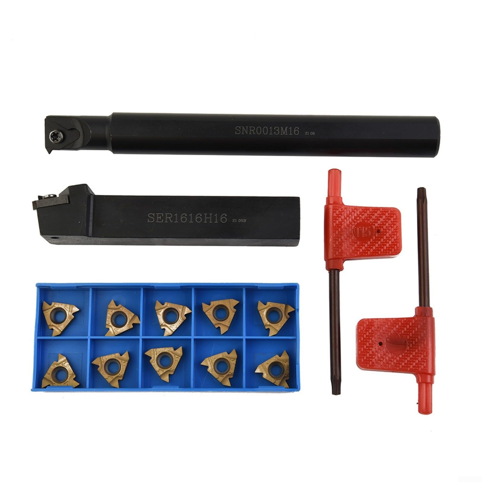Lot de 12 inserts de filetage interne pour barre d'alésage avec porte-outils SER1616H16 et SNR0013M16 pour plaquettes en carbure d'usinage CNC
