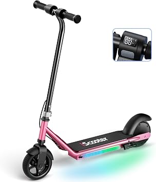 iScooter IK3 Serious Electric Scooter for Kids Aged 6-12, 3/6/10MPH Speed, Dual Brake System, 3 Heights IK3Pro, Magnetic Charging, Colorful Lights, LED Display, 150W Motor Kids Scooter