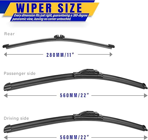 Vista 88 de 3 limpiaparabrisas de repuesto, repuesto de equipo original, para vehículos, 24 pulgadas, 18 pulgadas y 12 pulgadas, juego de 3, gancho U/J