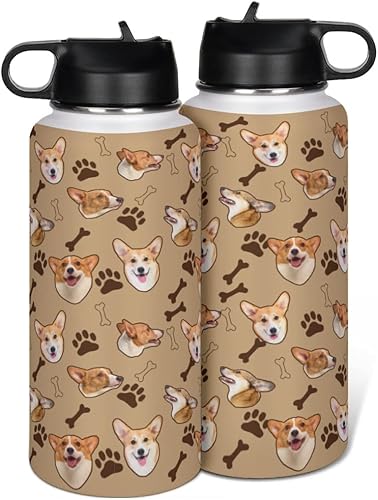 Greenieey Botella de agua aislada de jirafa animal con popote para deportes y viajes termo de acero inoxidable regalo para adultos y niños