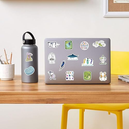 Miniatura 4 de Divertidas calcomanías de biología para adultos, calcomanías de vinilo impermeables para botellas de agua y laptop, 50 calcomanías de biología a