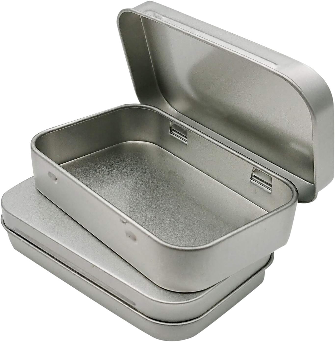Premium Mini Metal Storage Tin Box with Hinged Lid Portable Rectangular Organizer Case for Jewelry Pills Earbuds Coins Crafts Gift Packaging & Travel Accessories - 2 (SILVER)-image-33