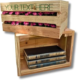 Custom Personalized Engraved Wood Crate – Handmade Rustic Cedar Wooden Storage Box, Farmhouse Décor, Keepsake Gift, Wedding Basket & Tools, Toys Organizer – Made in USA