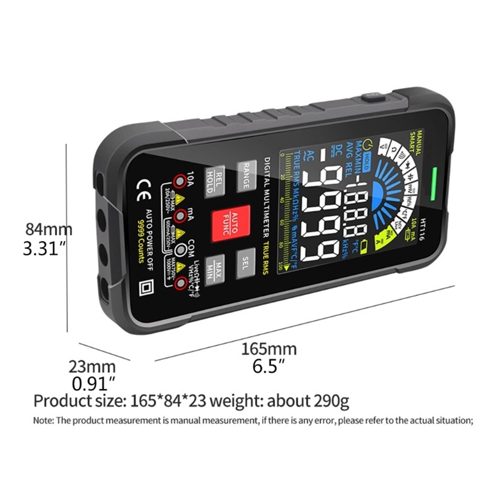 Multimètre numérique Intelligent Rechargeable Multimètre numérique 9999 Compte Le testeur Automatique de voltmètre Mesure avec précision la résistance au Courant de Tension