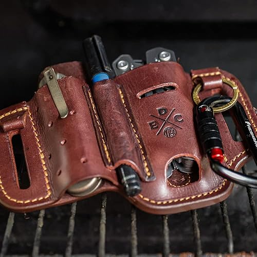 Miniatura 5 de 1791 EDC Funda multiherramienta organizador EDC de cuero bolsa para cinturón se adapta a multiherramienta cuchillo bolígrafo llaves compatible con