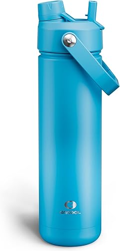 Miniatura 62 de ENCOOL Botella de agua aislada con popote, de acero inoxidable, a prueba de fugas, sin BPA, al vacío de doble pared que se mantiene fría durante 24
