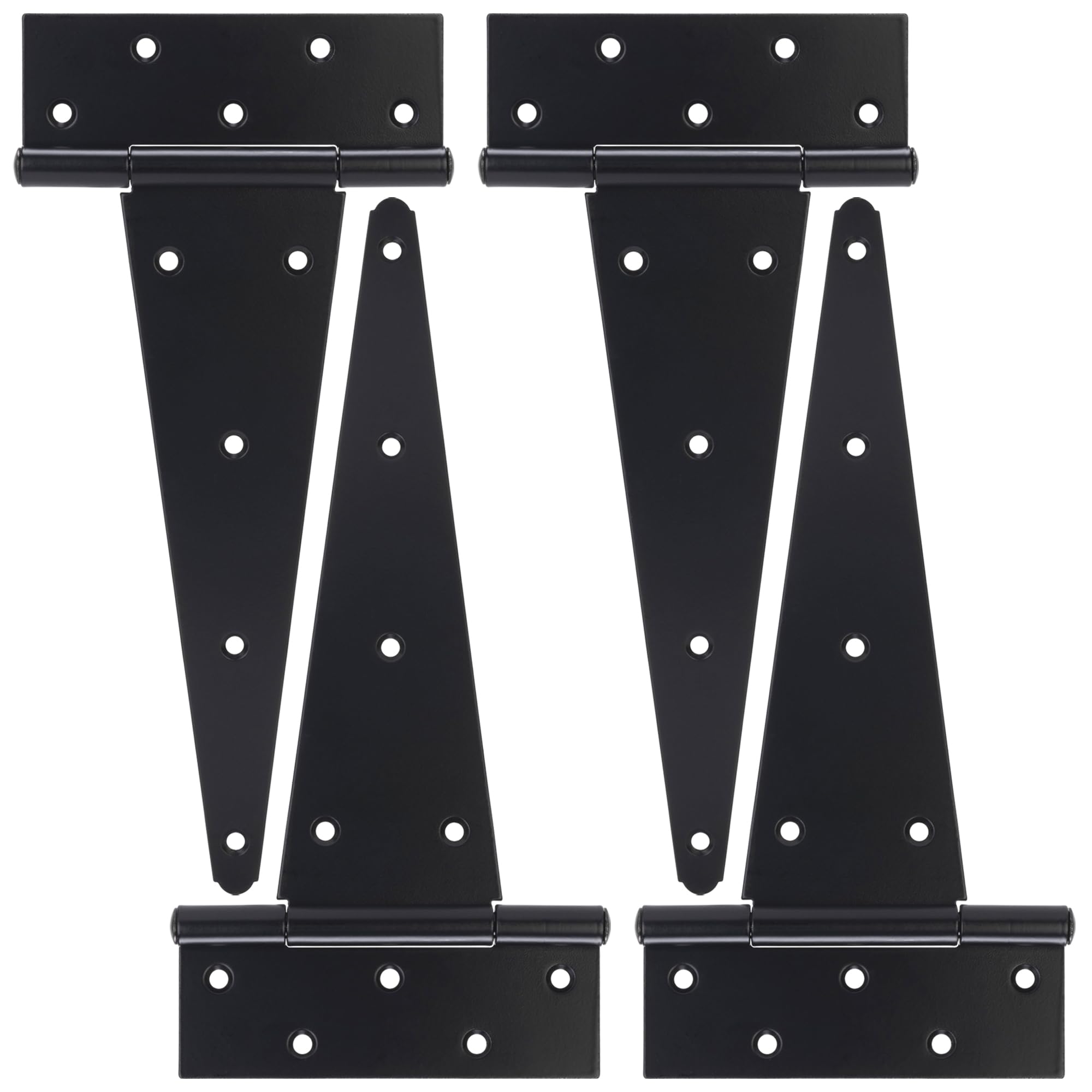 12 Inch T-Strap Gate Hinges, Heavy Duty Shed Door Hinges, Black Tee Hinges for Wooden Fences, Yard Gates, Rustproof Wrought Iron Hardware, 4 Pack