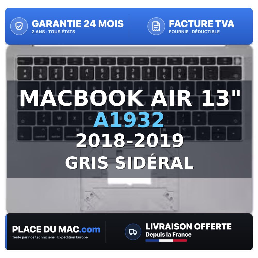 reboot Cover superiore per tastiera francese (A1932) Grigio Sideral MacBook Air 13 2018-2019 compatibile Apple Grade C