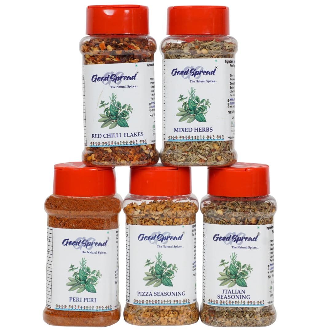 GoodSpread All-in-One Spice Kit: Italian Seasoning, Pizza Seasoning, Chilli Flakes, Peri Peri & Mixed Herbs, 50 gm Each (Super Saver Combo Pack) (B09BNX3XJQ) Amazon Price History, Amazon Price Tracker