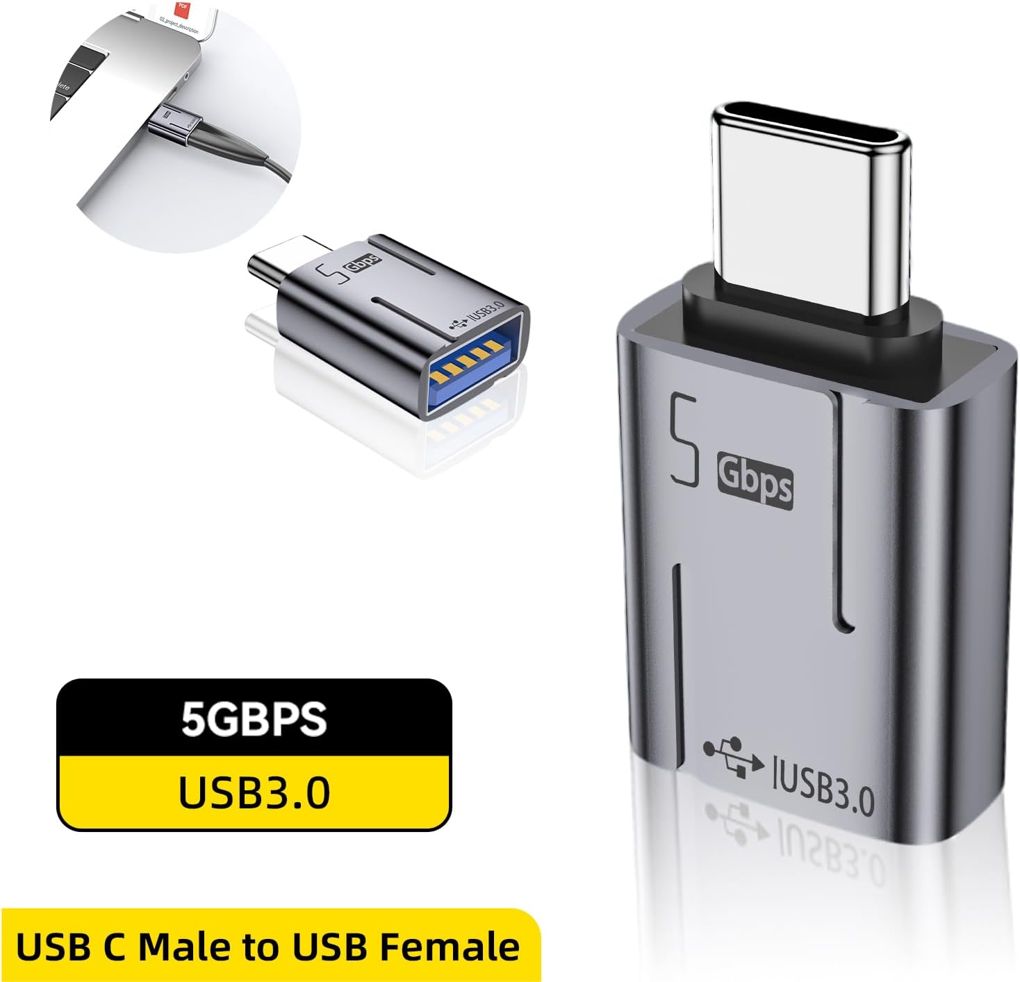 AreMe Micro USB to USB C Adapter, USB 3.0 to USB C Converter (Grey, 8 Pack) | Type C Connector, Male to Female and Female to Male