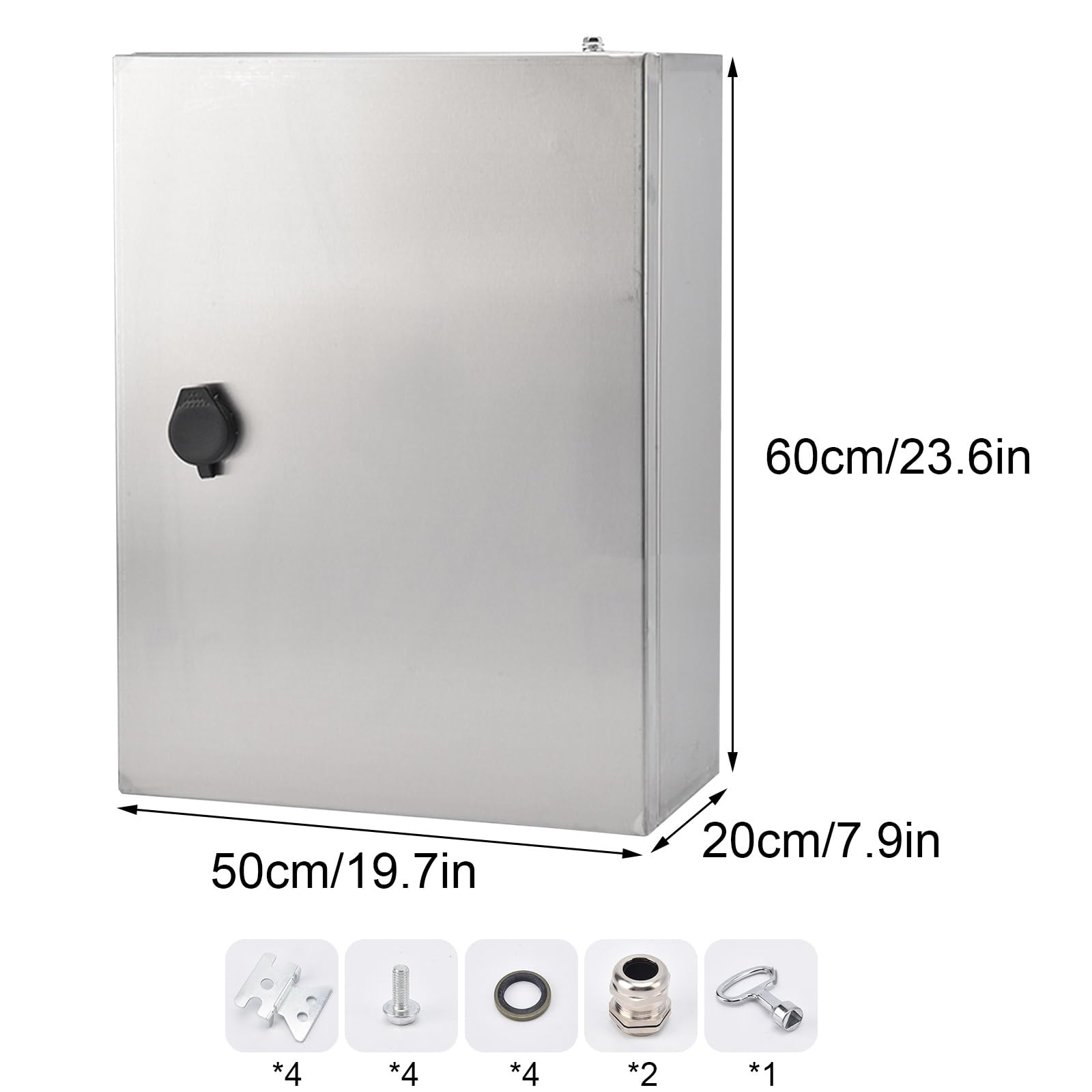 Scatola Elettrica Impermeabile IP65, Scatola Di Giunzione Bloccabile, Involucro In Acciaio Inossidabile 304, Impermeabile, Include Accessori(60x50x20cm/23.6x19.7x7.9in)