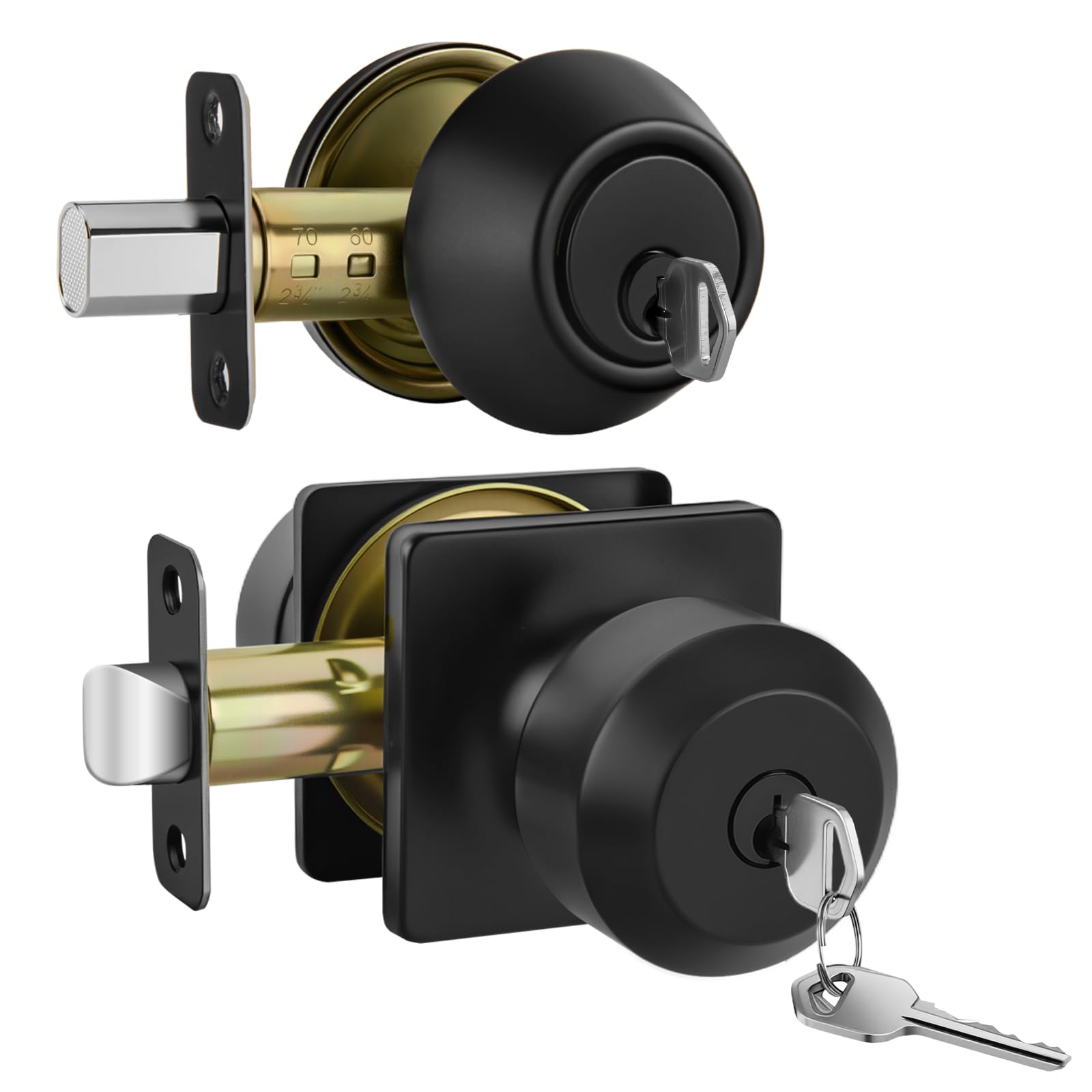 Haidms Matte Black Passage Door Knobs - 6 Pack -27